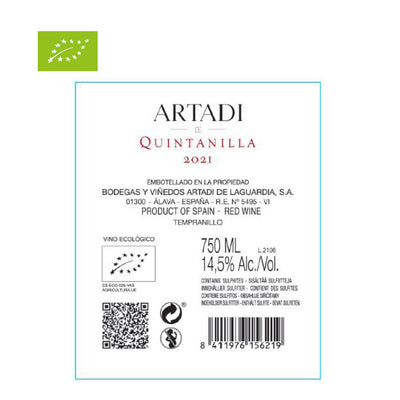 Artadi San Lorenzo de Quintanilla 2021 BIO